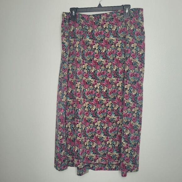 Vintage y2k 90s romantic feminine floral artsy midi skirt plus size 1x - Picture 1 of 6